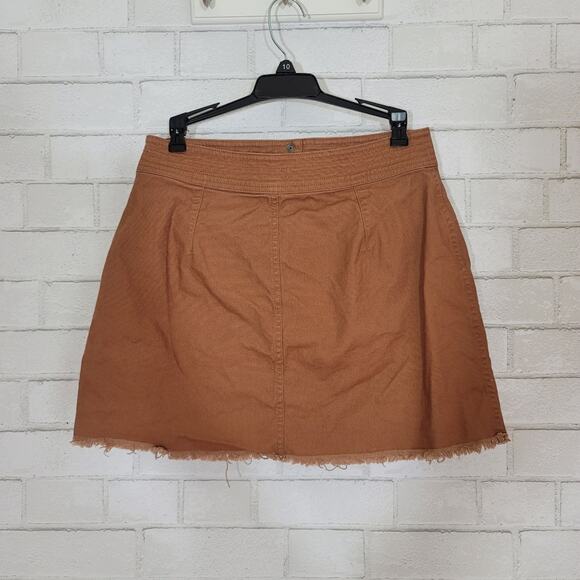 Madewell Camel Cutoff Snap Front Mini Skirt Size 4 - Picture 5 of 9